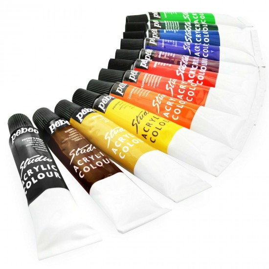 28-Piece Studio Acrylic Colors Set, Integrated Metallic Bag, Pebeo French